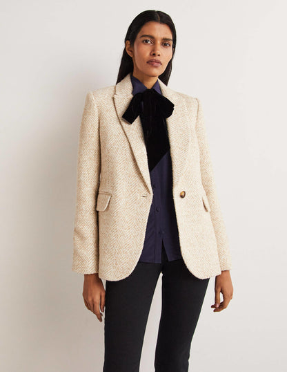 Herringbone Party Blazer-Gold Metallic Herringbone-4