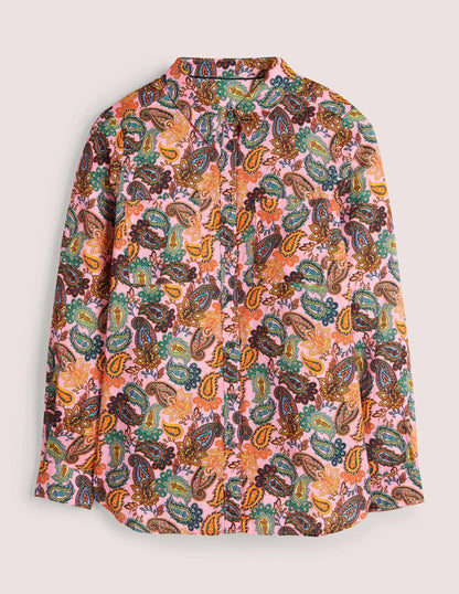 Linen Shirt-Cherry Blossom, Paisley Charm