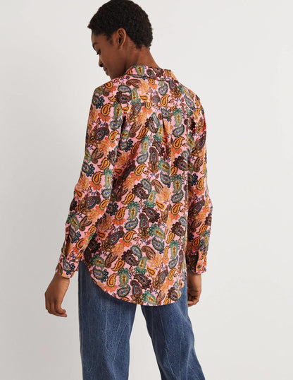 Linen Shirt-Cherry Blossom, Paisley Charm