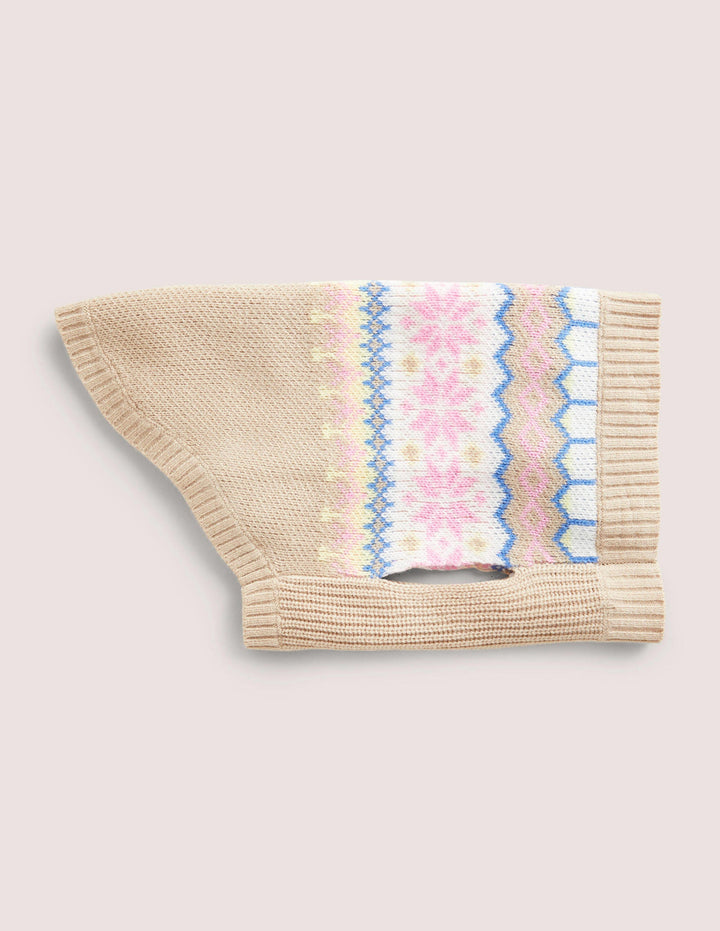 Dog Fair Isle Jumper-Mink Melange