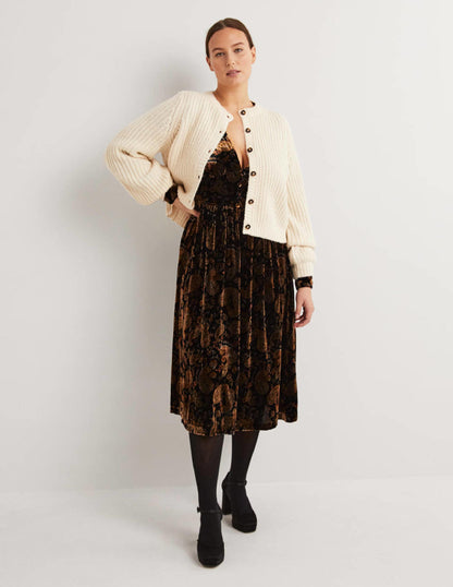 Black Paisley Velvet Midi Party Dress-Black, Paisley Passion-4