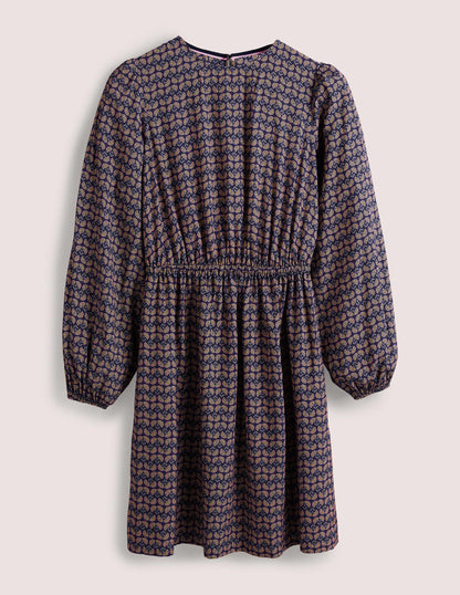 Crew Neck Dress-Navy, Dandelion Pop-6