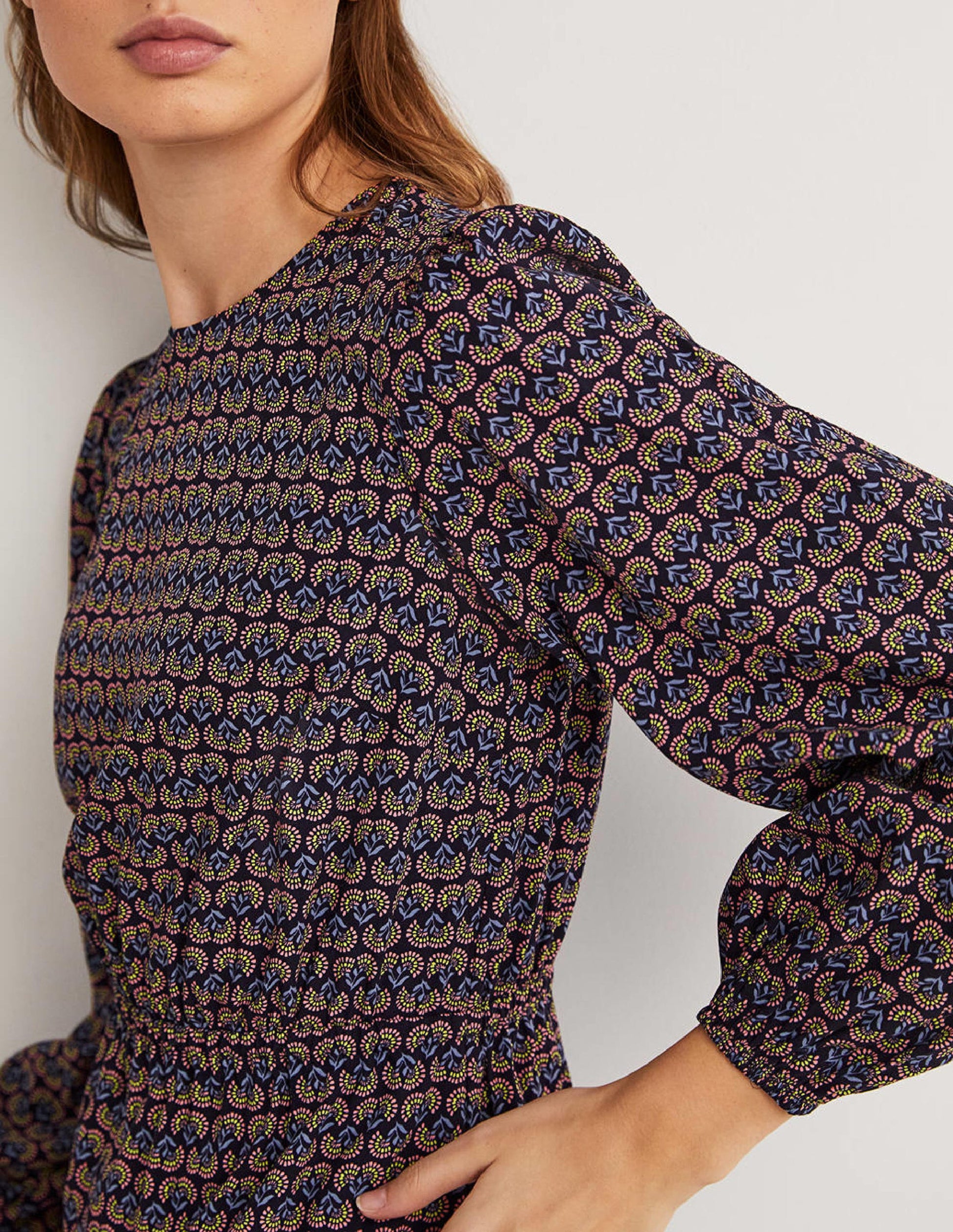 Crew Neck Dress-Navy, Dandelion Pop-2