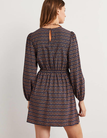 Crew Neck Dress-Navy, Dandelion Pop-3