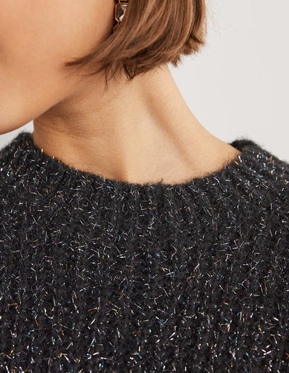 Chunky Ribbed Jumper-Black Sparkle-2