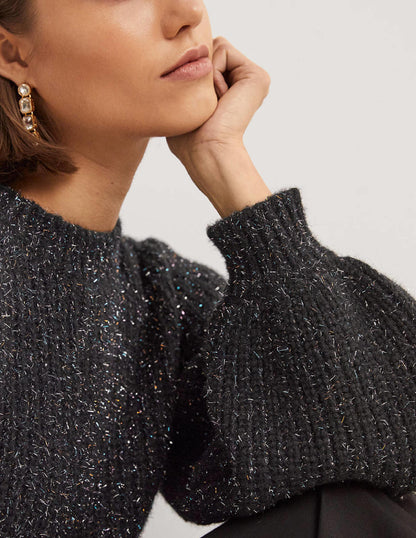 Chunky Ribbed Jumper-Black Sparkle-5