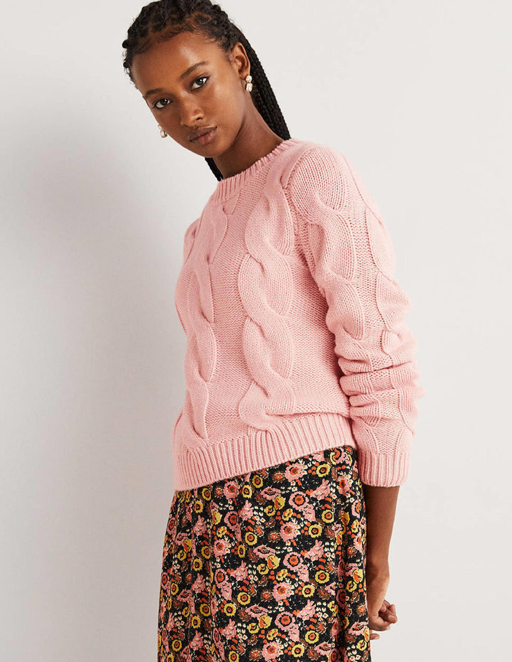 Chunky Cable Jumper-Pink Frosting