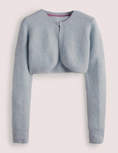 Rib Knit Bolero-Vintage Blue Melange