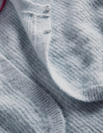 Rib Knit Bolero-Vintage Blue Melange