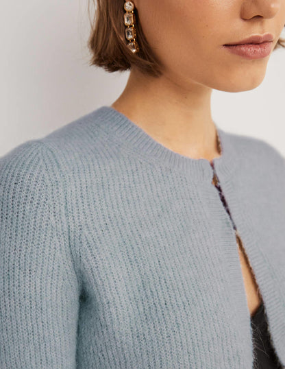 Rib Knit Bolero-Vintage Blue Melange