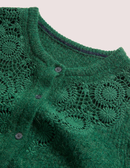 Detail Fluffy Cardigan-Hunter Green Embroidery-6