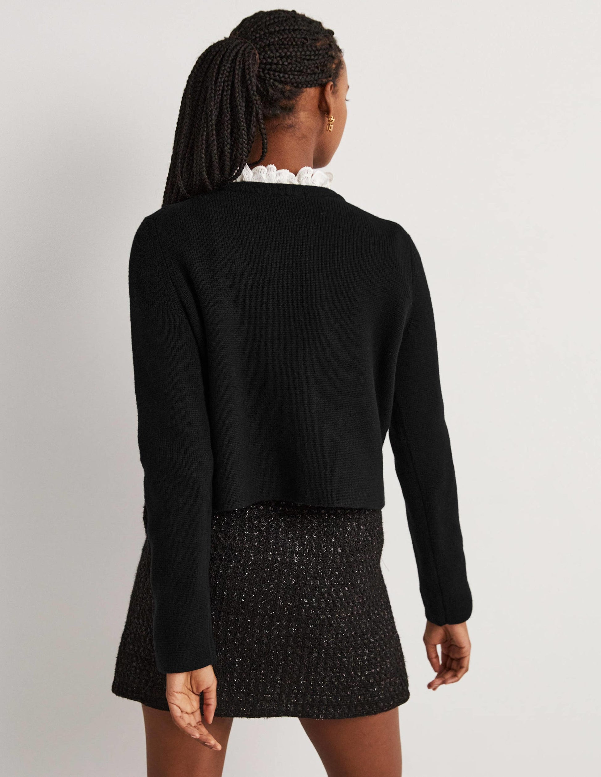 Embellished Knitted Jacket-Black, Embellished Bows-3