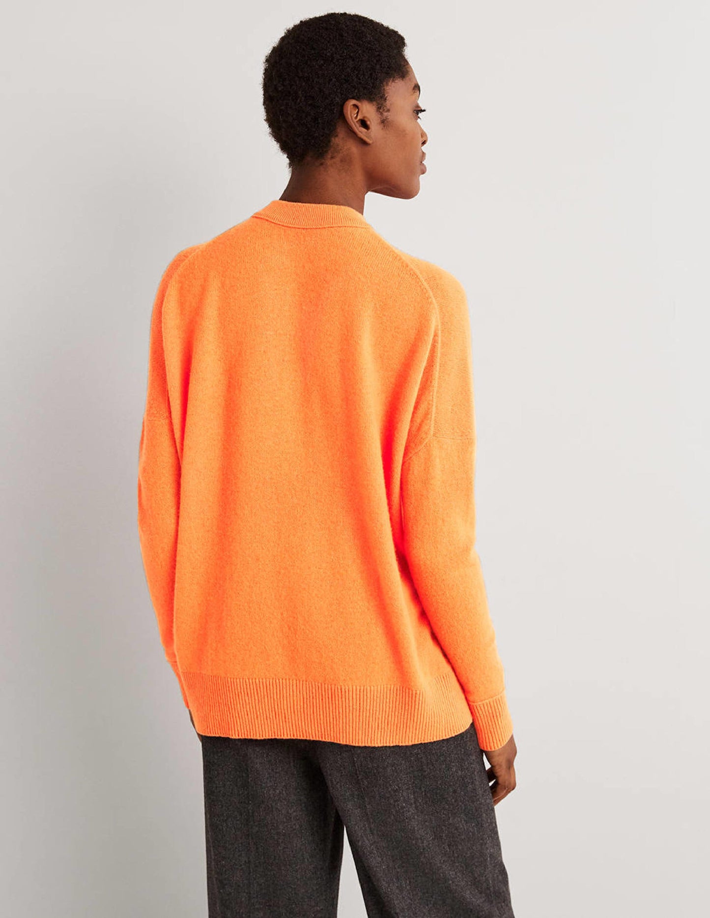 Cashmere Boyfriend Crew Jumper-Neon Orange