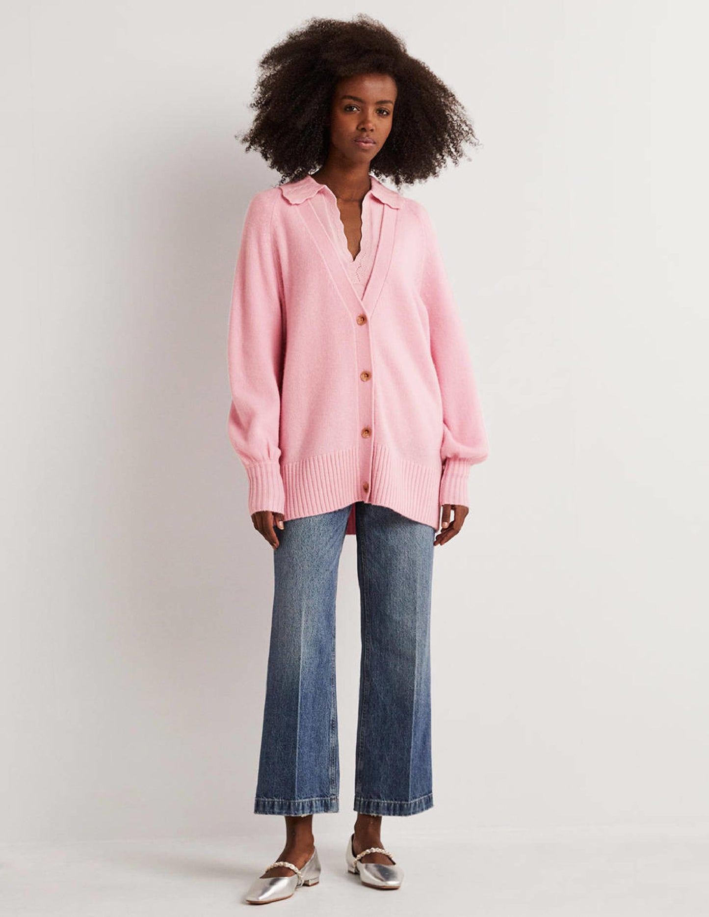 Long Cashmere Cardigan-Cameo Pink