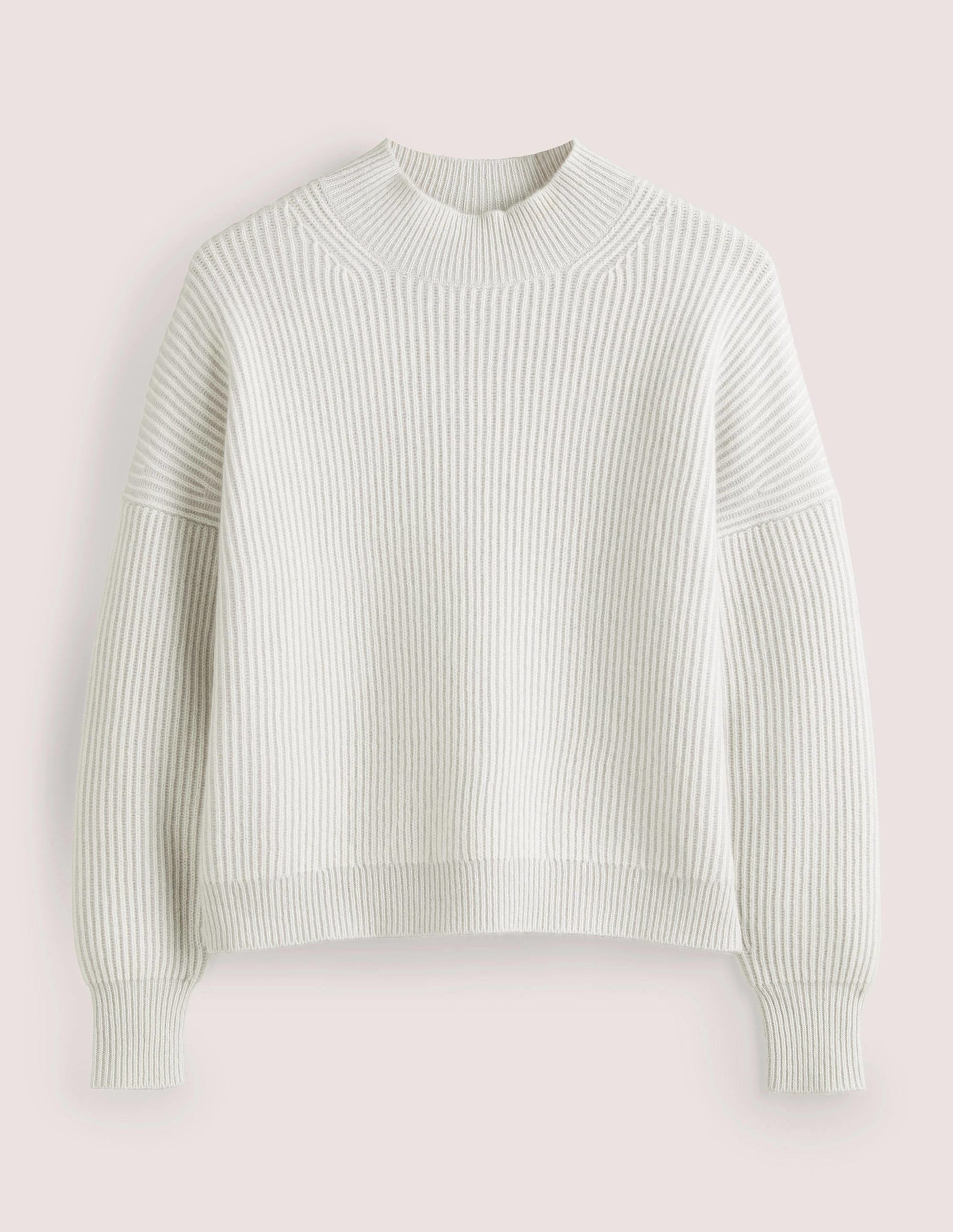 Cashmere Ribbed Jumper-Pale Grey, Ivory-6
