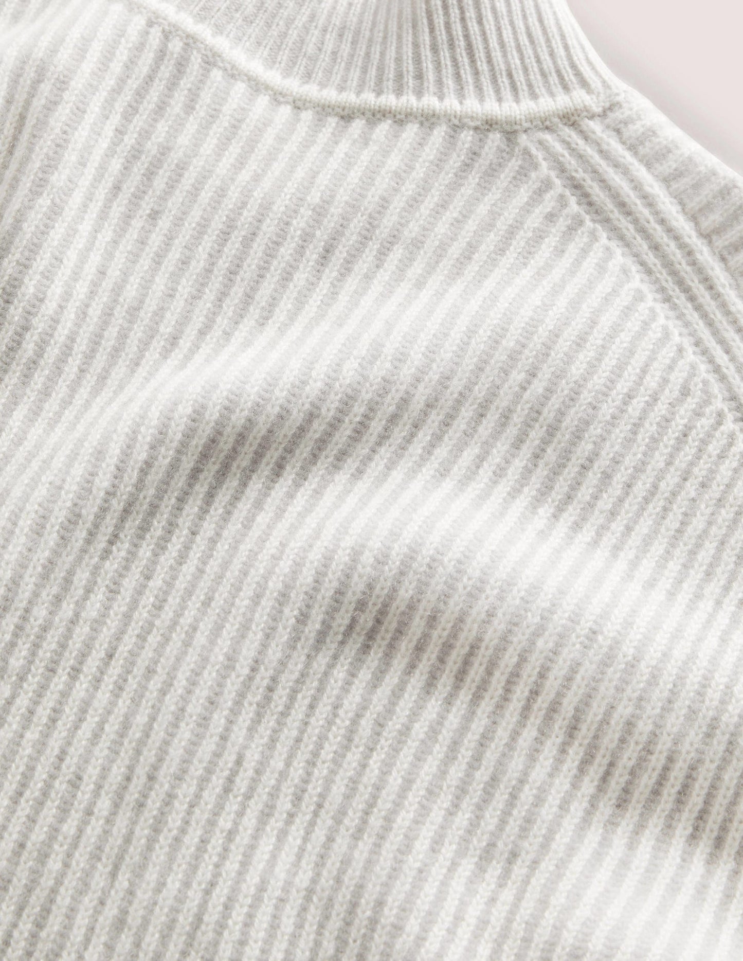 Cashmere Ribbed Jumper-Pale Grey, Ivory