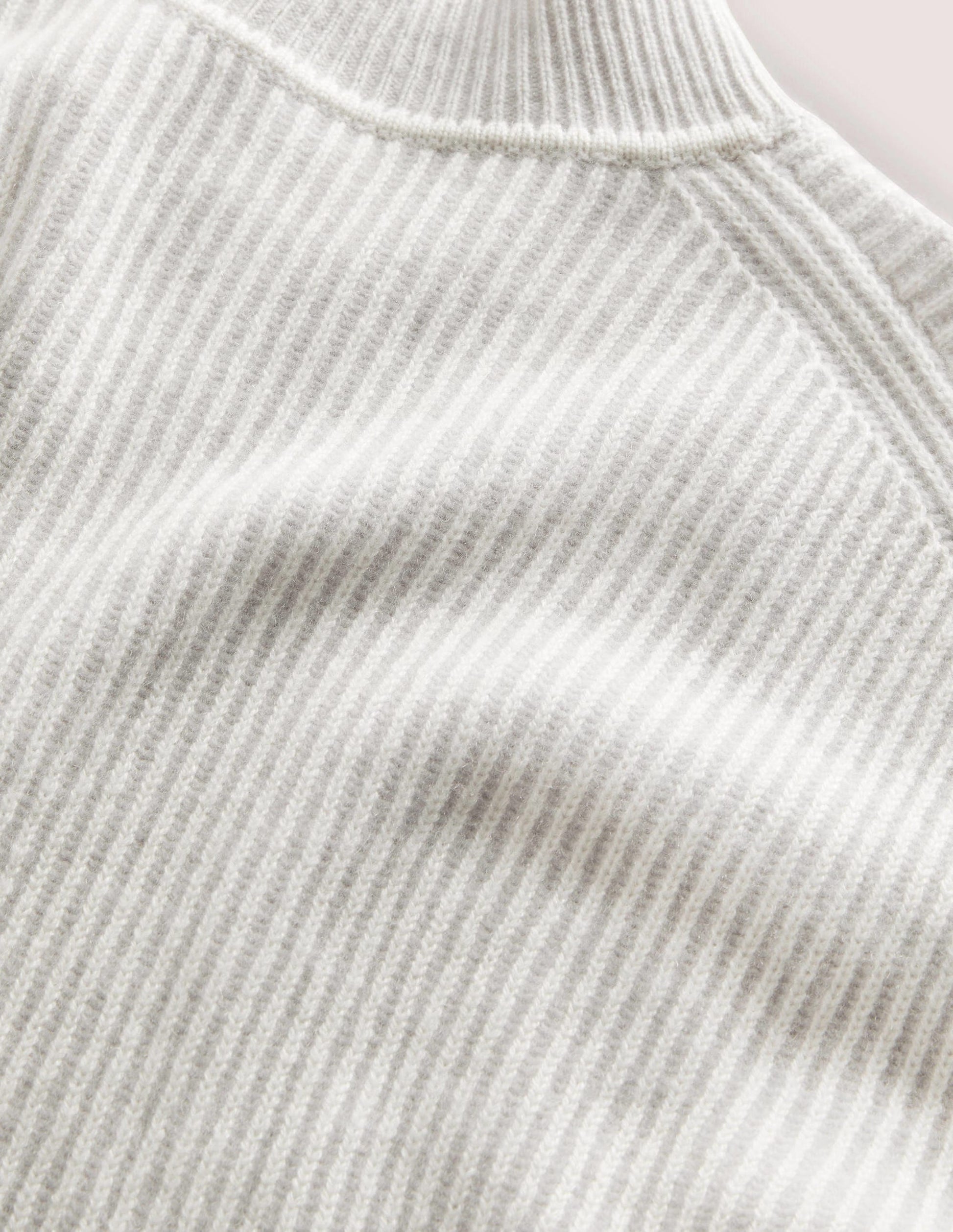 Cashmere Ribbed Jumper-Pale Grey, Ivory-7
