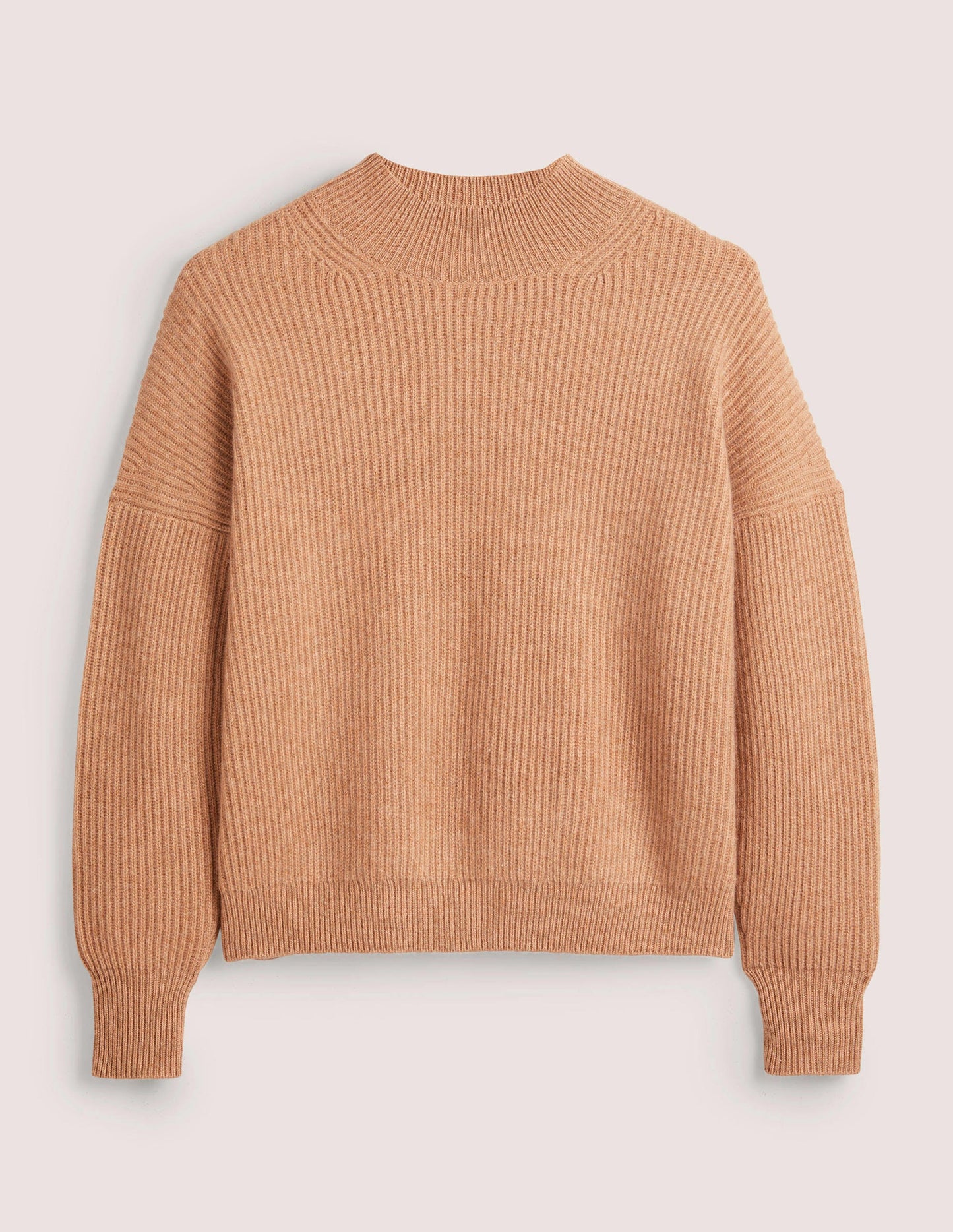 Cashmere Ribbed Jumper-Camel Melange