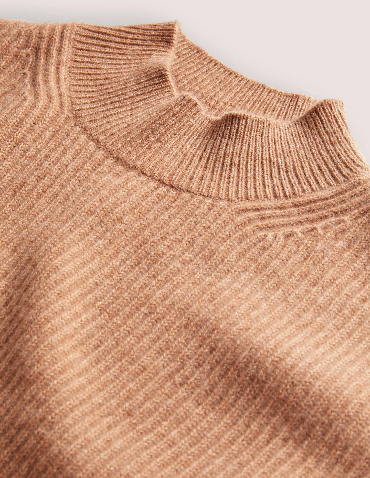 Cashmere Ribbed Jumper-Camel Melange