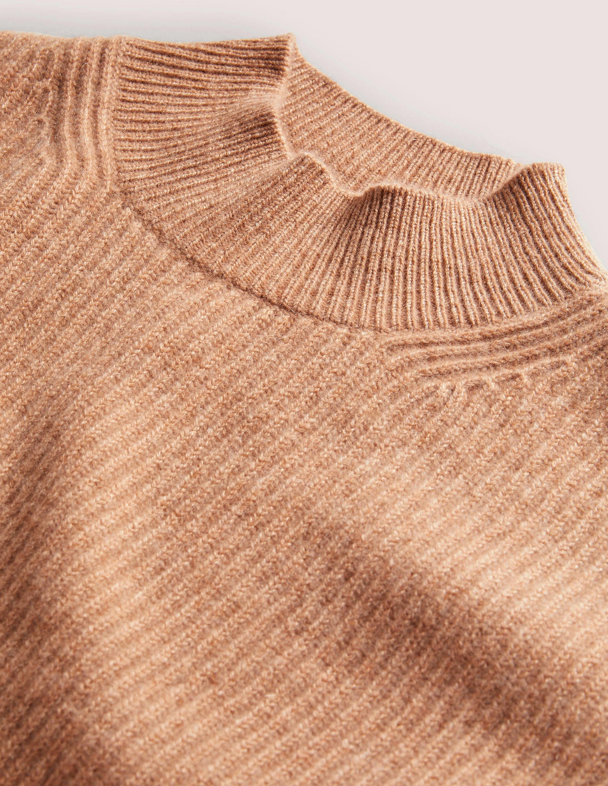 Cashmere Ribbed Jumper-Camel Melange-6