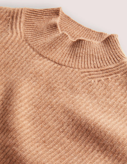 Cashmere Ribbed Jumper-Camel Melange-6