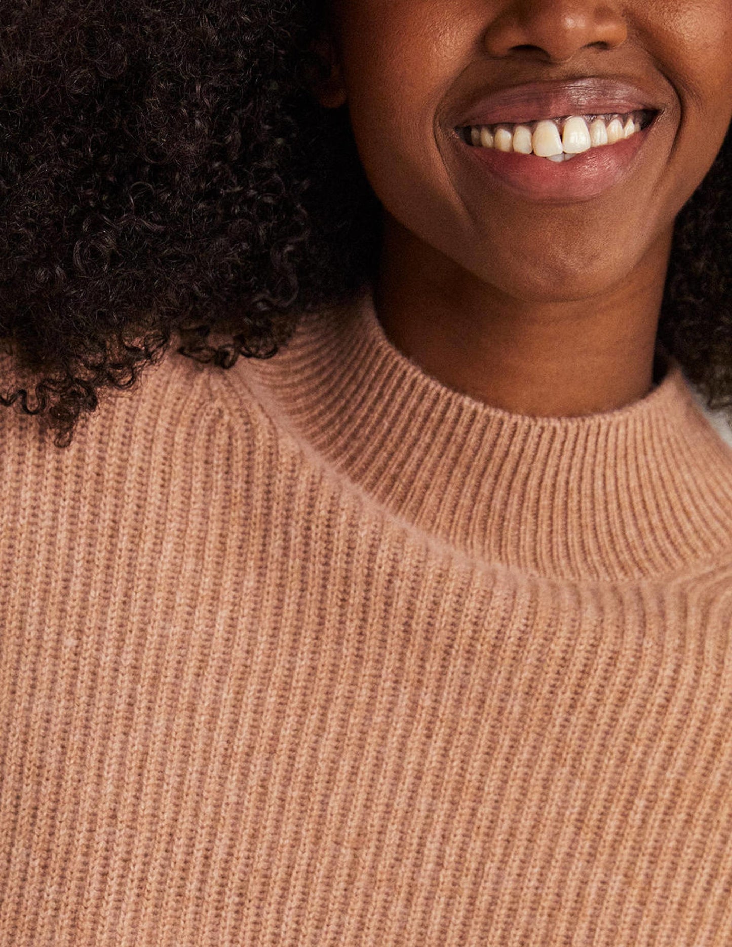 Cashmere Ribbed Jumper-Camel Melange