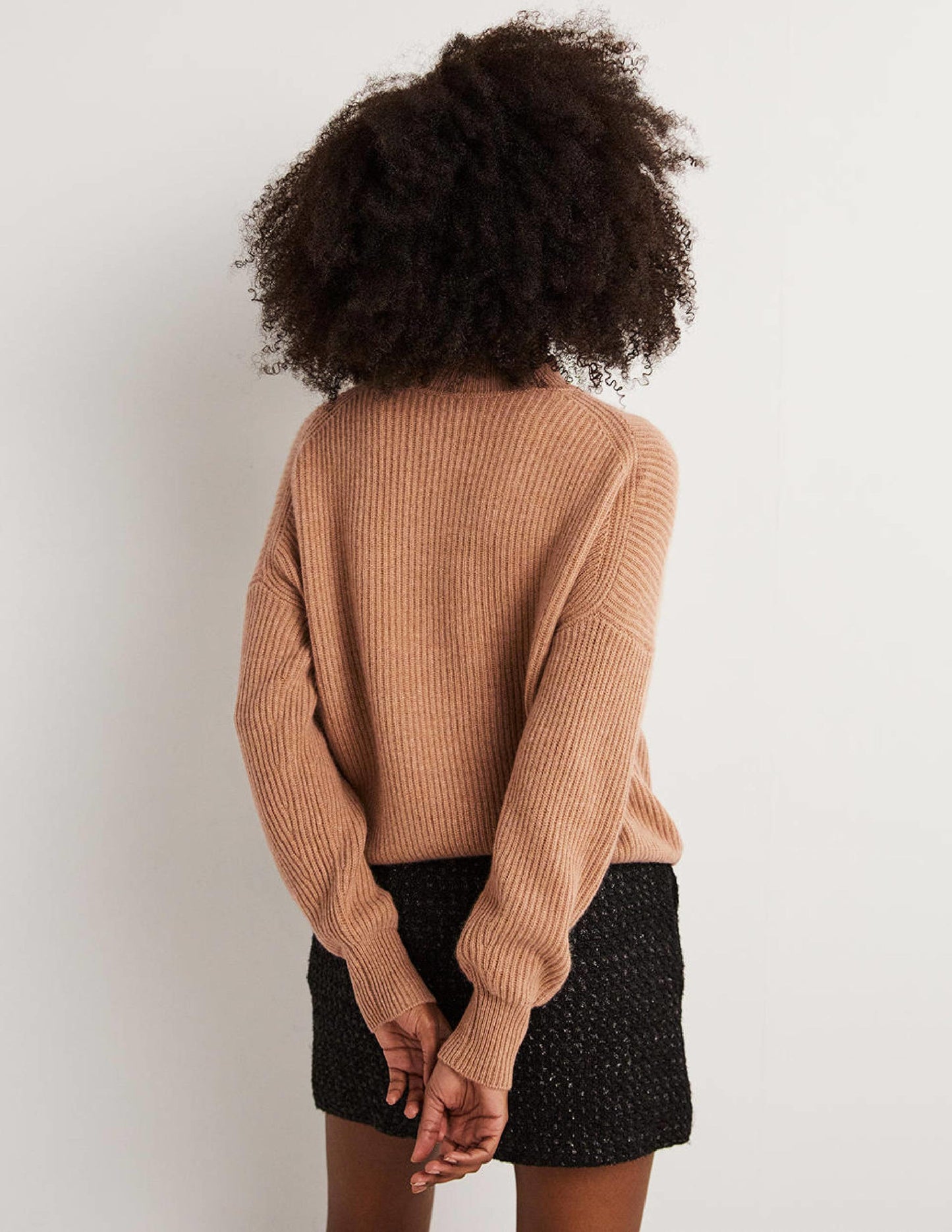 Cashmere Ribbed Jumper-Camel Melange