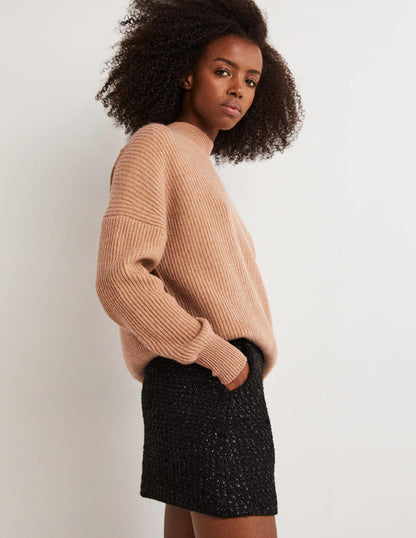 Cashmere Ribbed Jumper-Camel Melange-4