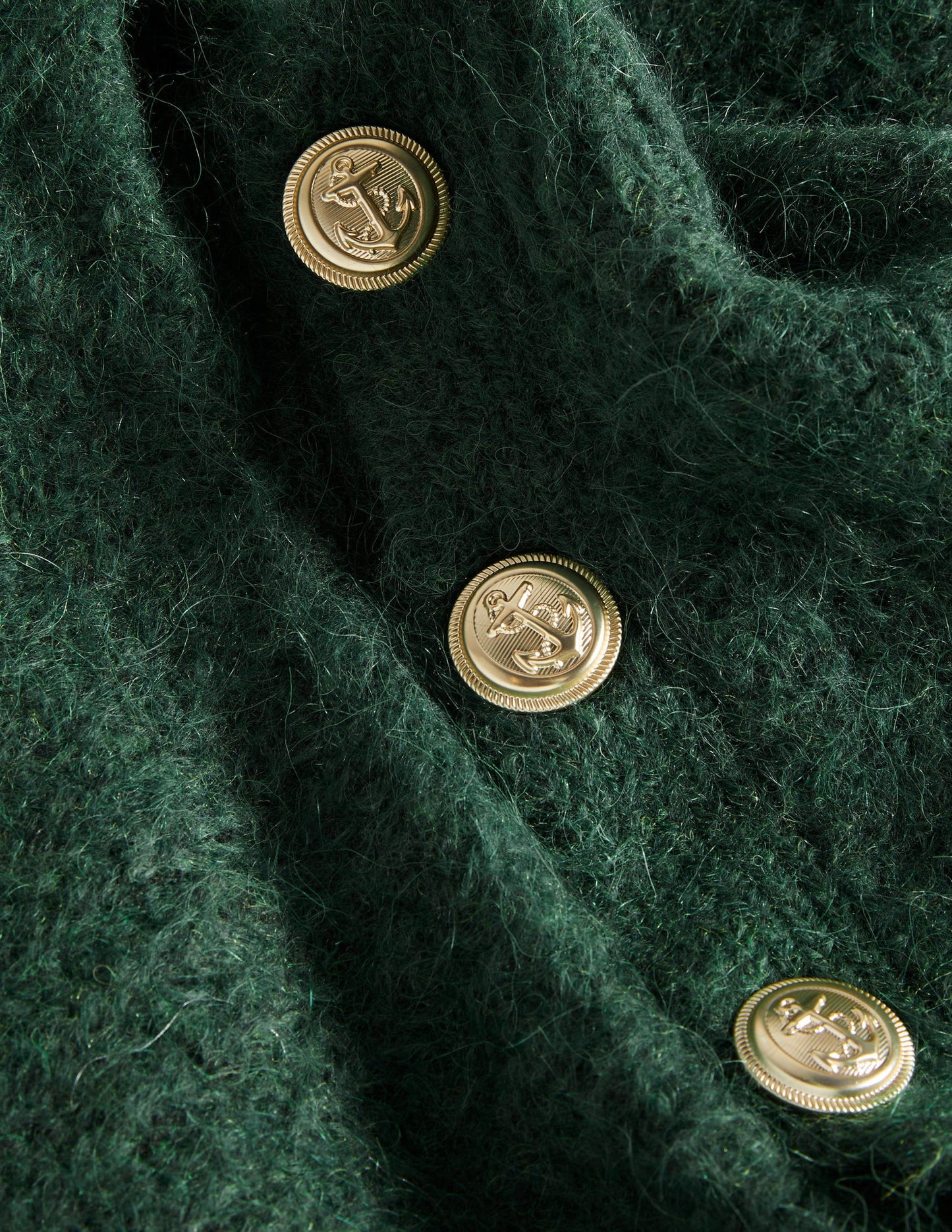 Fluffy Ribbed Button Jumper-Hunter Green