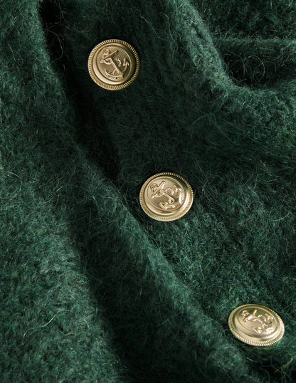 Fluffy Ribbed Button Jumper-Hunter Green-8