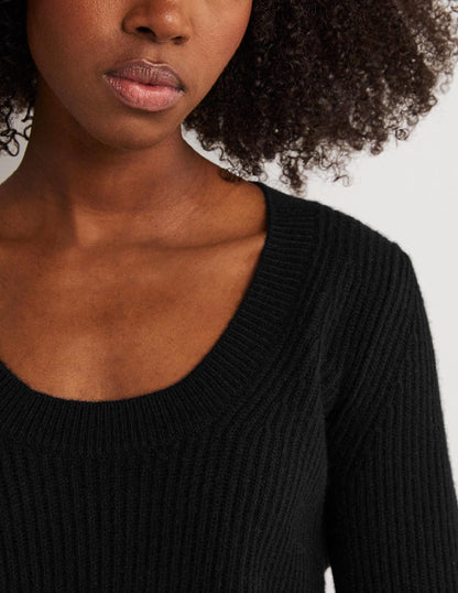 Cashmere Scoop Neck Jumper-Black-2