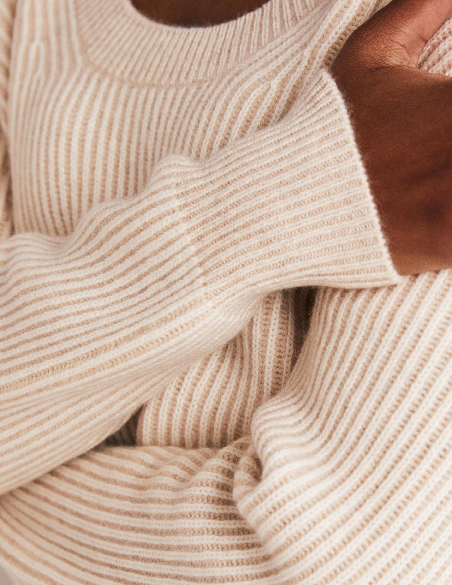 Cashmere Scoop Neck Jumper-Oatmeal Melange, Ivory