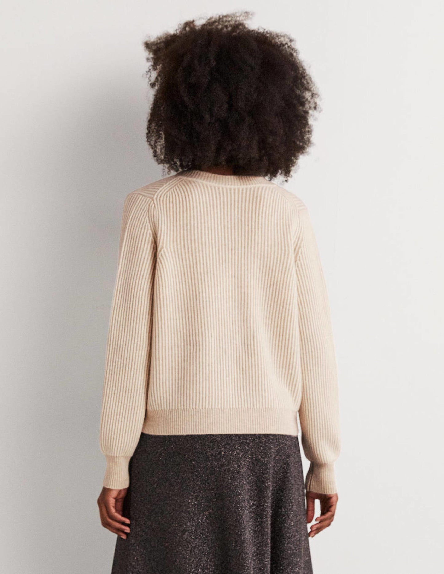 Cashmere Scoop Neck Jumper-Oatmeal Melange, Ivory