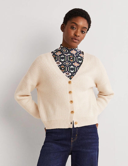 Ribbed Knit Cashmere Cardigan-Rope-1