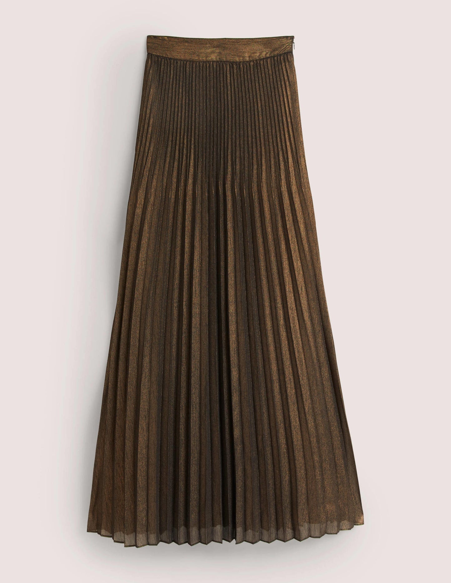 Pleated Party Maxi Skirt-Metallic Foil
