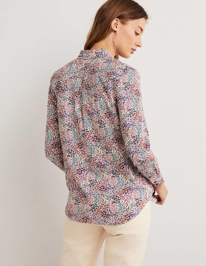 Classic Cotton Shirt-Ivory, Ditsy Garden-3