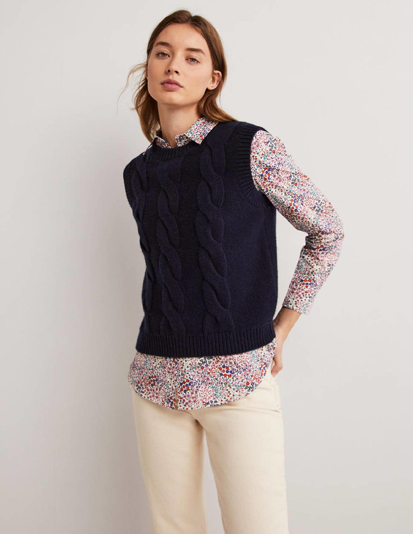 Classic Cotton Shirt-Ivory, Ditsy Garden