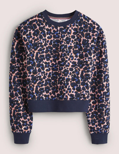 Cropped Raglan Sweatshirt-French Navy, Abstract Bud-6