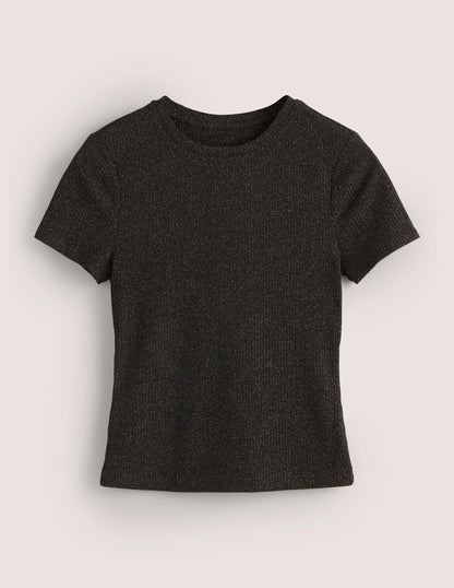 Sparkle Shrunken T-Shirt-Black/Gold Sparkle