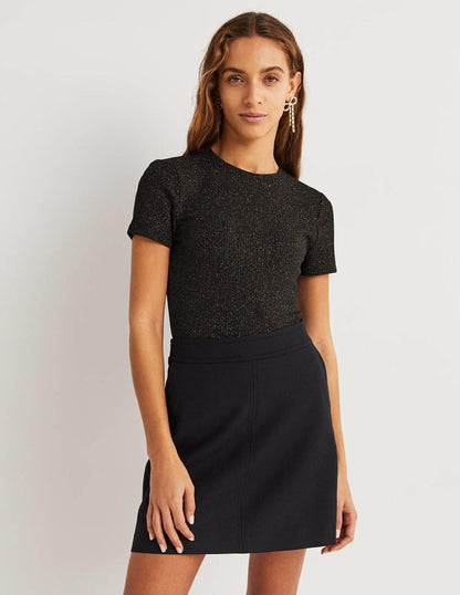 Sparkle Shrunken T-Shirt-Black/Gold Sparkle
