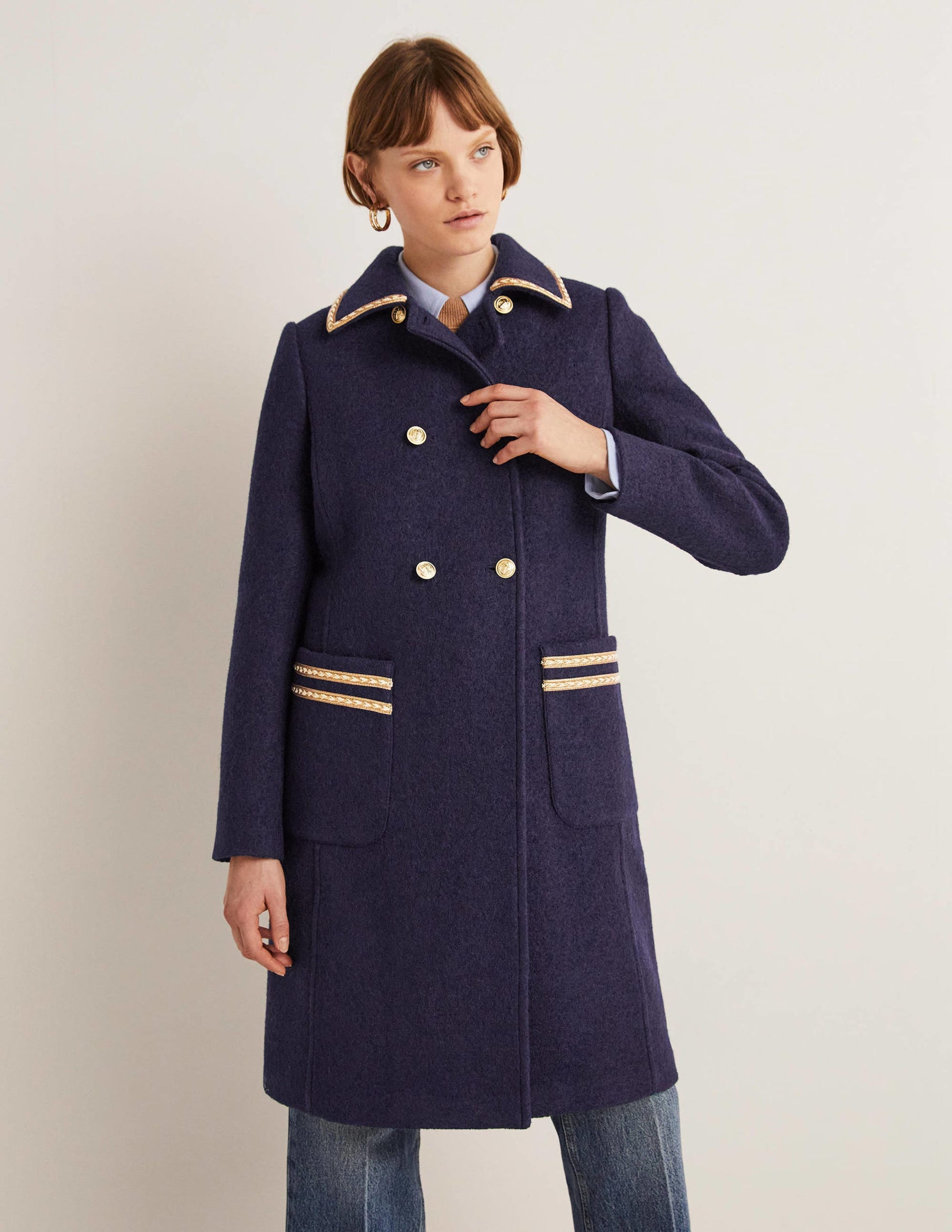 Double Breasted Military Coat-Navy-1