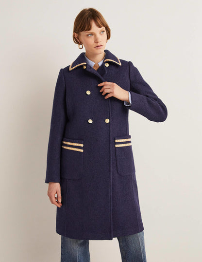 Double Breasted Military Coat-Navy-1