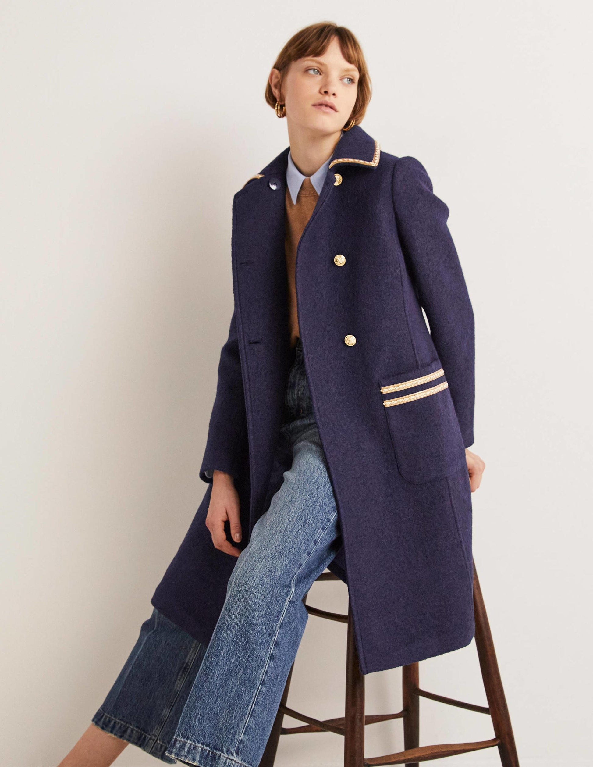 Double Breasted Military Coat-Navy-4