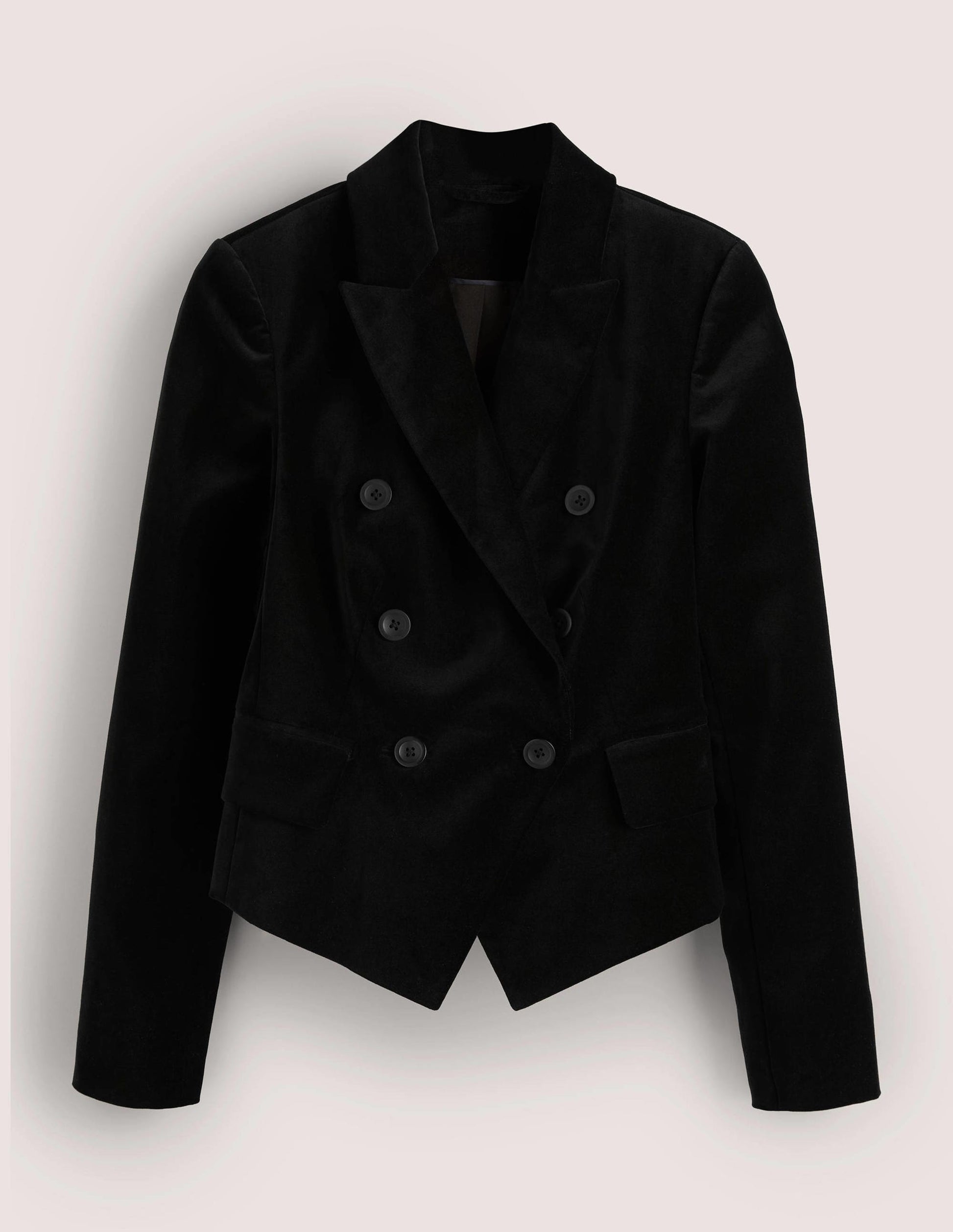 Double Breasted Velvet Blazer-Black-7