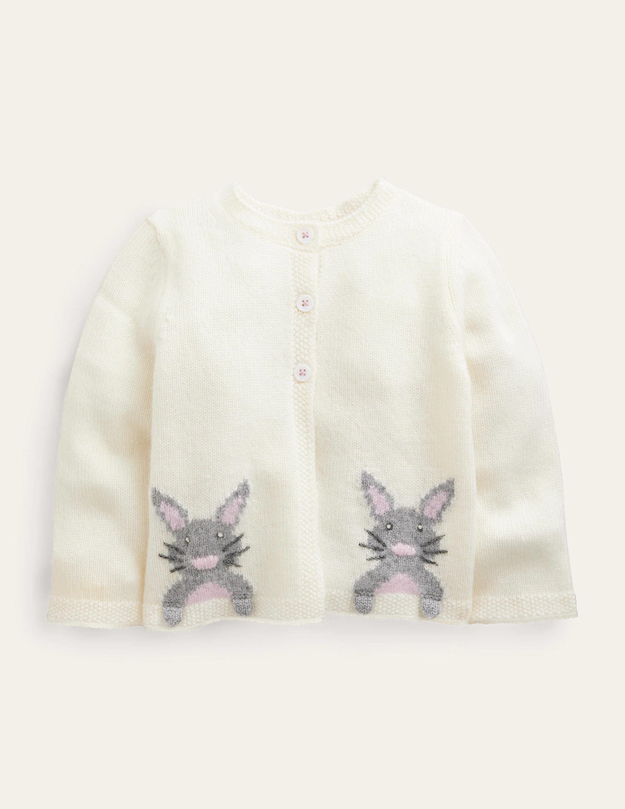 Cashmere Cardigan-Ivory Bunnies - Image 1