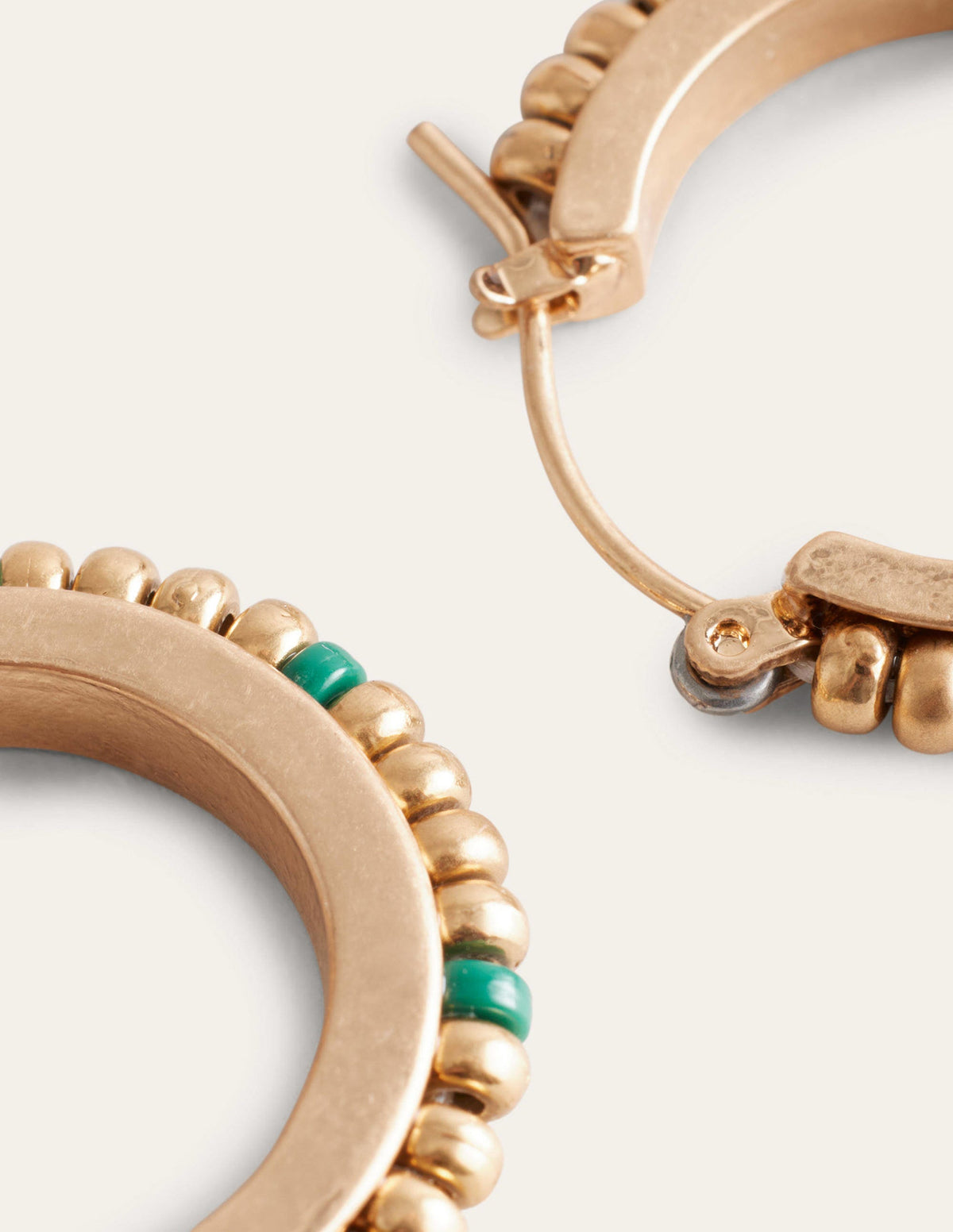 Small Beaded Hoops-Green - Image 3