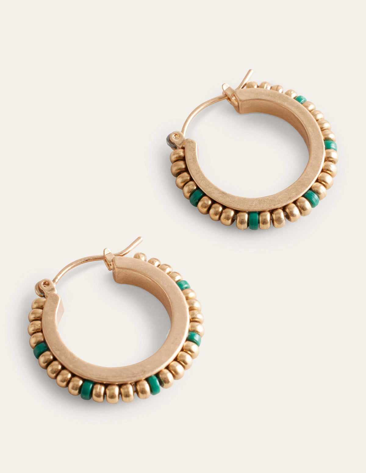 Small Beaded Hoops-Green - Image 2