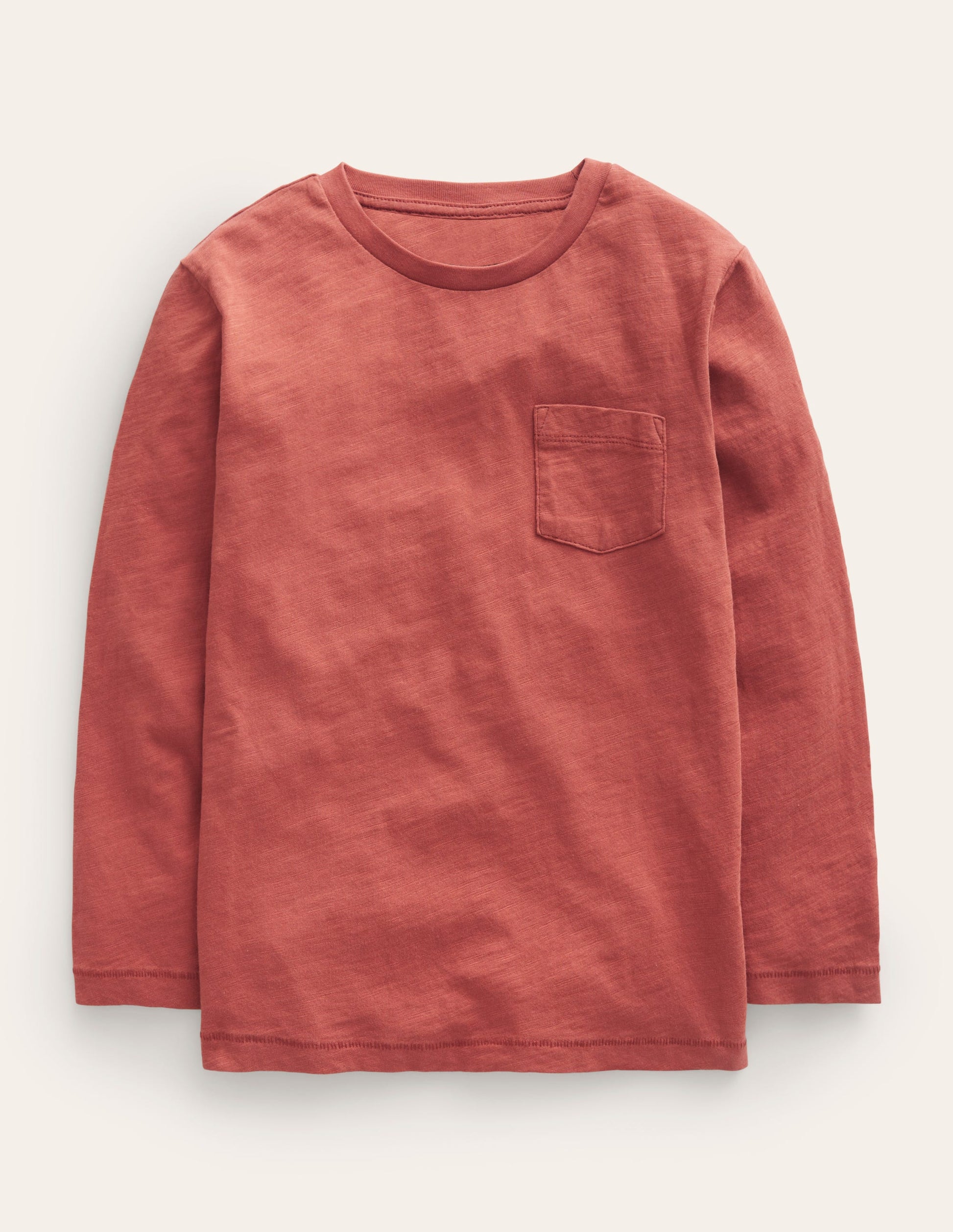 Long-sleeved Washed T-shirt-Roasted Chestnut Brown-1