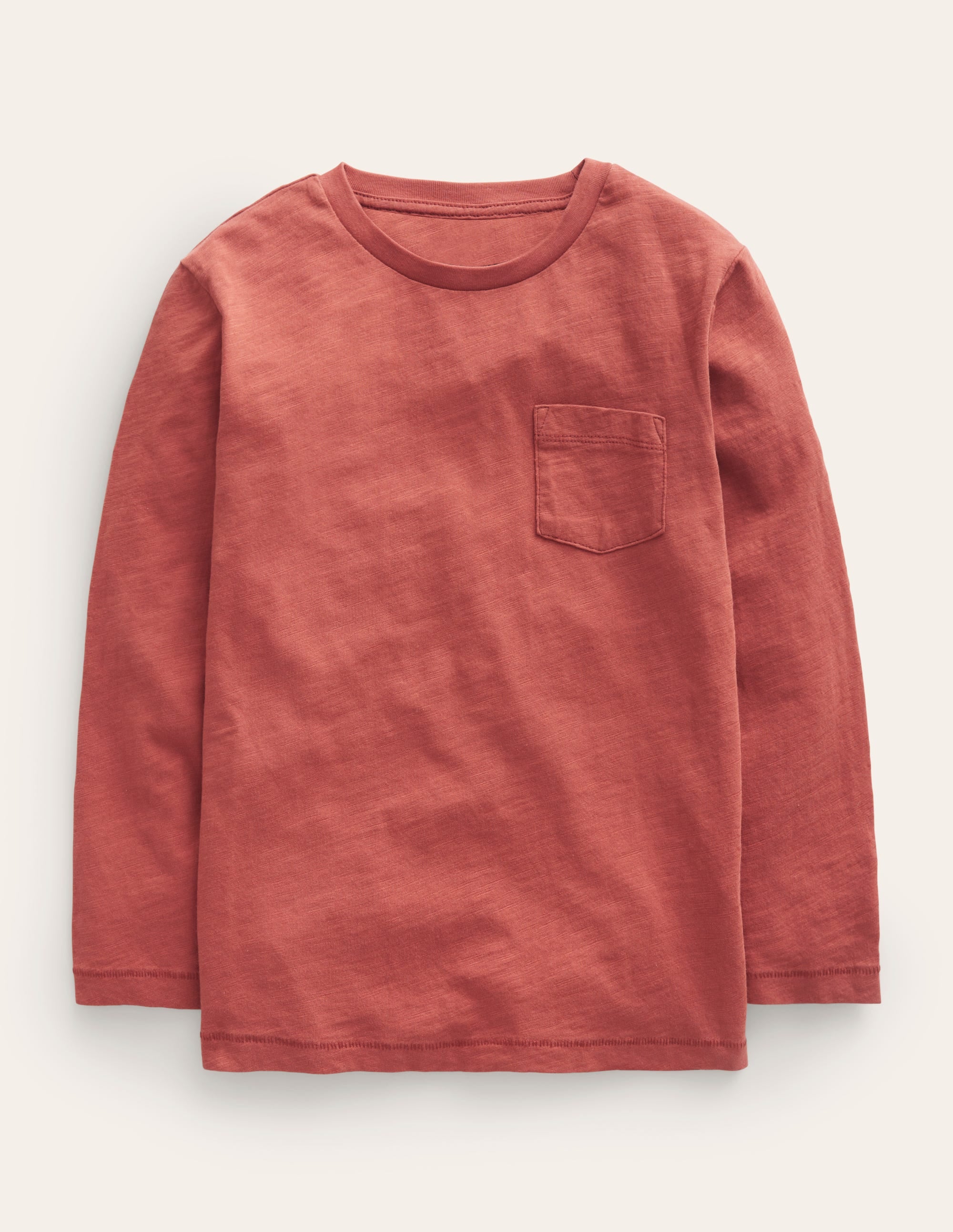 Long-sleeved Washed T-shirt-Roasted Chestnut Brown - Image 1