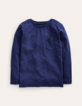 Long-sleeved Washed T-shirt-College Navy